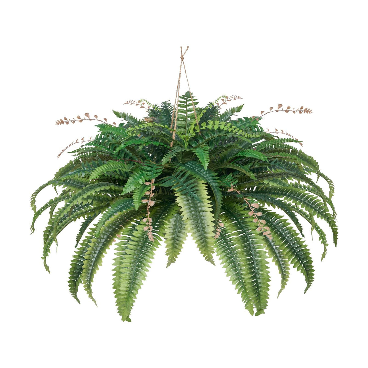 Artificial Boston Ferns, 37-41" Spread, Hanging Fake Plant with 80 Branches & Flowerpot, Sunlight Resistant Faux Fern for Wall Home Office Outdoor