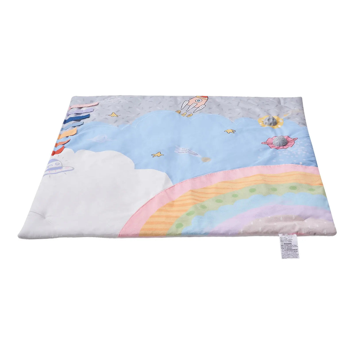 Tummy Time Activity Mat, Space Themed Baby Play Gym with 6 Hanging Sensory Toys, 35 x 35 Inch, for Newborn Infants 0-18 Months