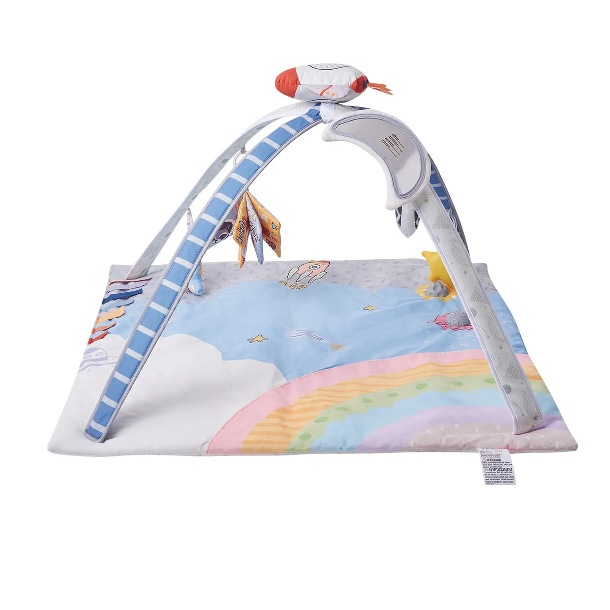 Tummy Time Activity Mat, Space Themed Baby Play Gym with 6 Hanging Sensory Toys, 35 x 35 Inch, for Newborn Infants 0-18 Months