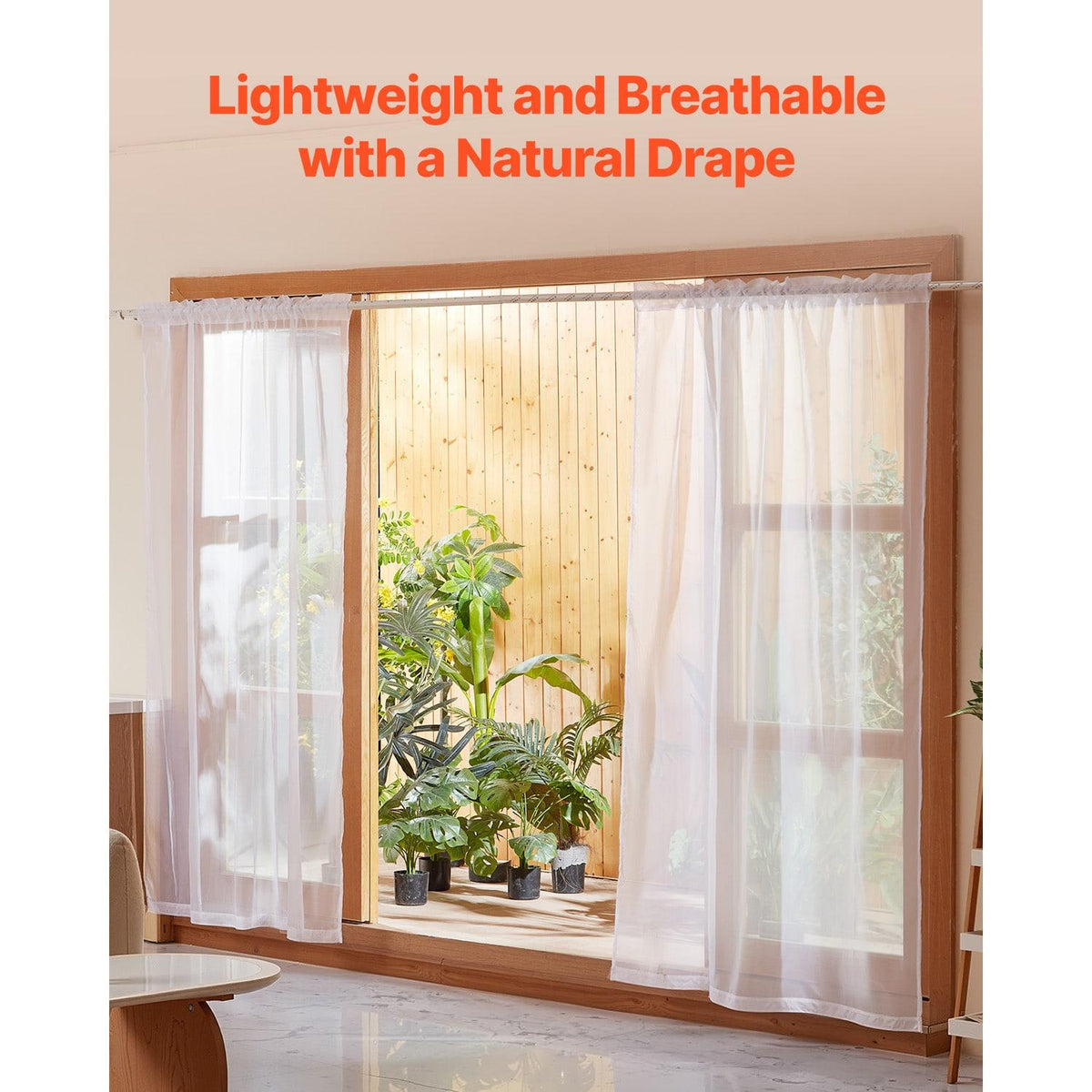 Sheer Curtains 52 W x 84 L inches 2 Panels Window Drapes Rod Pocket Polyester