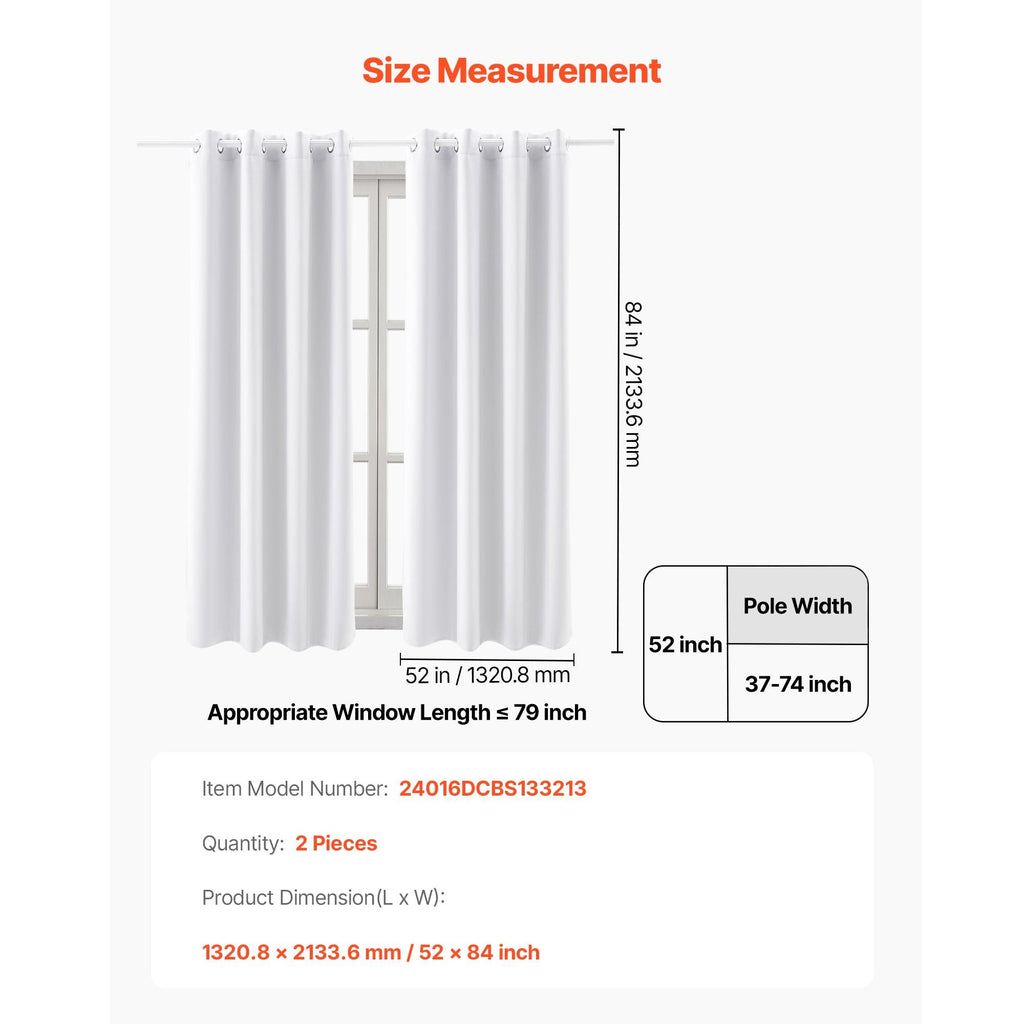 2 Set Blackout Curtain Grommet Window Panel Thermal Insulated Drapes 52x84 inch