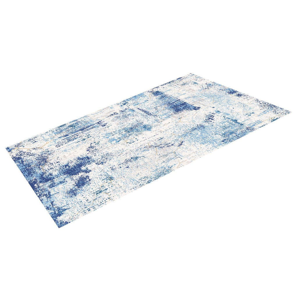 Large Area Rug 5 x 7 ft Anti-Skid and Tear-Resistant Floor Mat Modern Blue