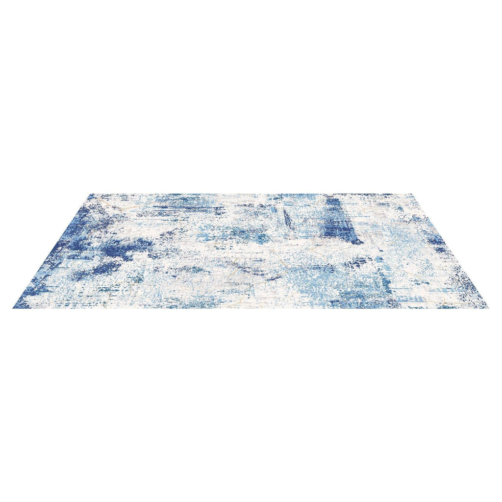 Large Area Rug 5 x 7 ft Anti-Skid and Tear-Resistant Floor Mat Modern Blue