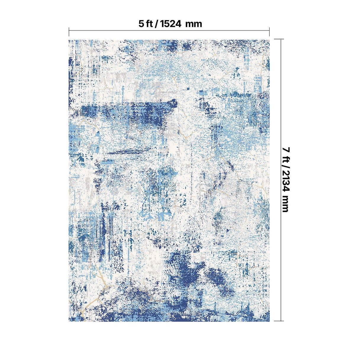 Large Area Rug 5 x 7 ft Anti-Skid and Tear-Resistant Floor Mat Modern Blue