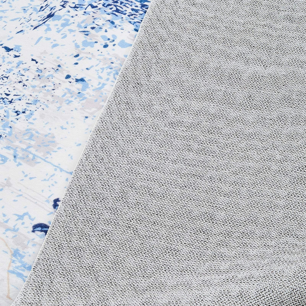 Large Area Rug 5 x 7 ft Anti-Skid and Tear-Resistant Floor Mat Modern Blue
