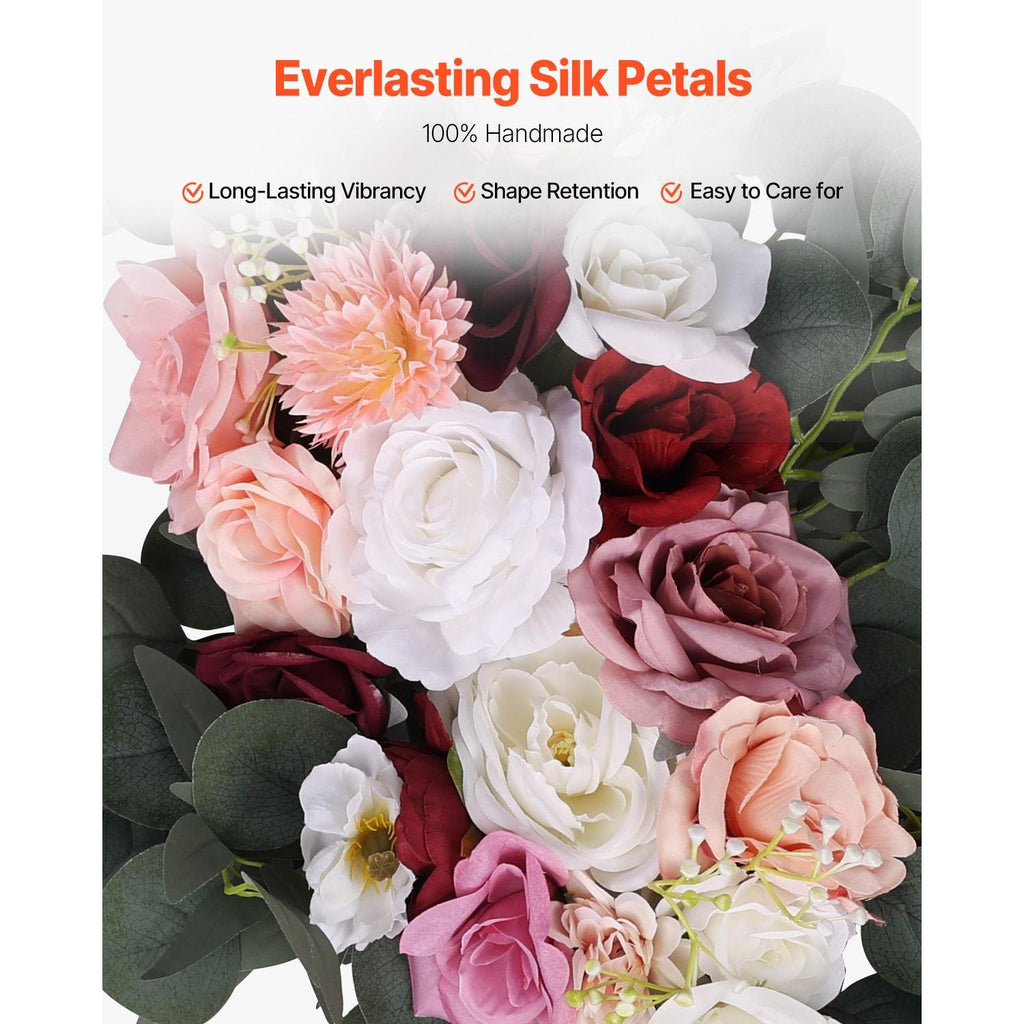 Artificial Wedding Arch Flowers Kit, 4 Pack with 21Ft Draping Fabric, Blush Pink & Ivory, Ceremony Reception Backdrop Decoration