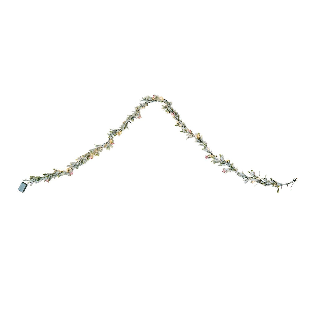 9Ft Christmas Garland with Realistic Vines Berries Olive Leaves and Light String