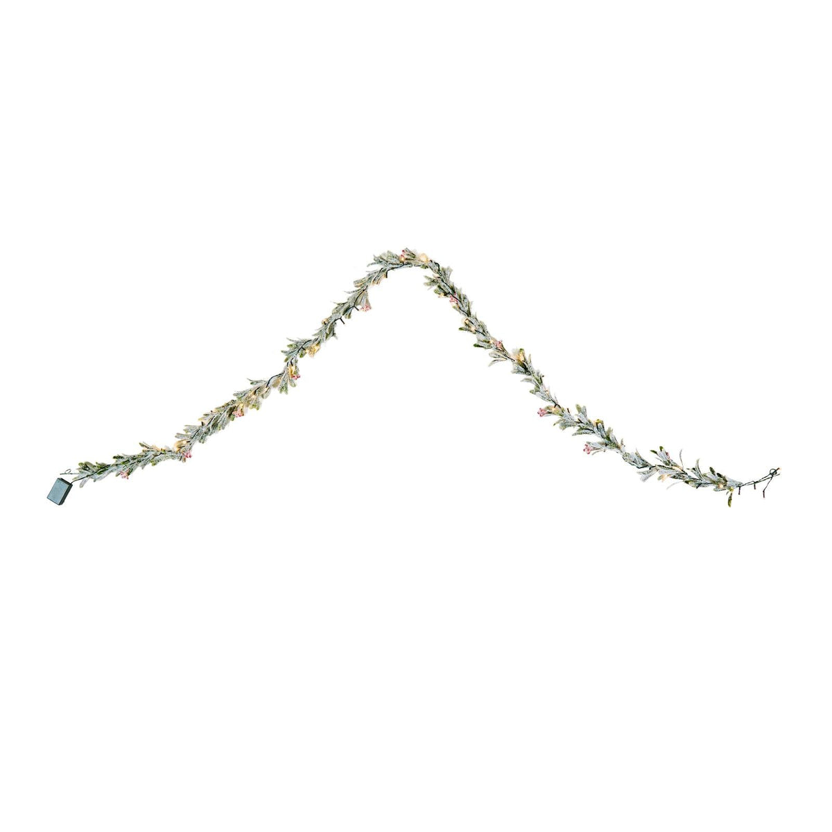 9Ft Christmas Garland with Realistic Vines Berries Olive Leaves and Light String