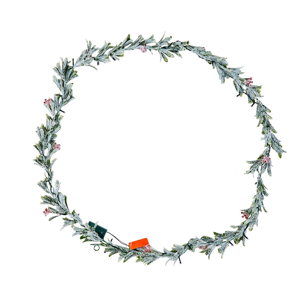 9Ft Christmas Garland with Realistic Vines Berries Olive Leaves and Light String