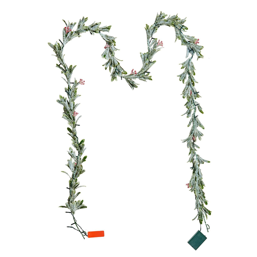 9Ft Christmas Garland with Realistic Vines Berries Olive Leaves and Light String