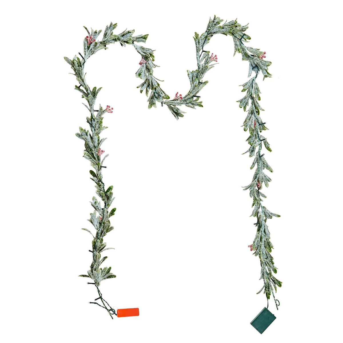 9Ft Christmas Garland with Realistic Vines Berries Olive Leaves and Light String