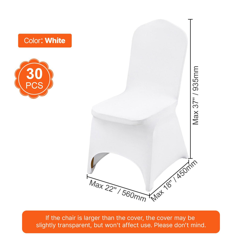 30 PCS White Stretch Spandex Folding Chair Covers, Universal Fitted Washable Slipcovers for Wedding, Party, Banquet, Holiday, Celebration, Dining