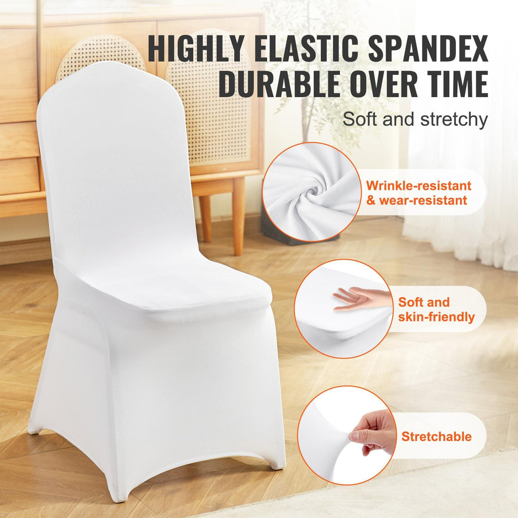 30 PCS White Stretch Spandex Folding Chair Covers, Universal Fitted Washable Slipcovers for Wedding, Party, Banquet, Holiday, Celebration, Dining