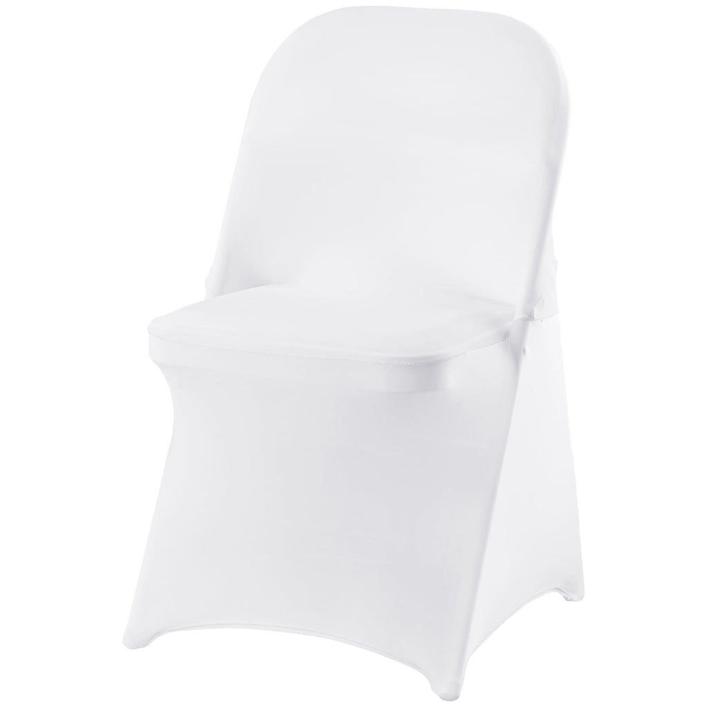 White Stretch Spandex Chair Covers, 12 PCS, Universal Washable Slipcovers, Removable Seat Protector for Wedding Party Dining Banquet Event
