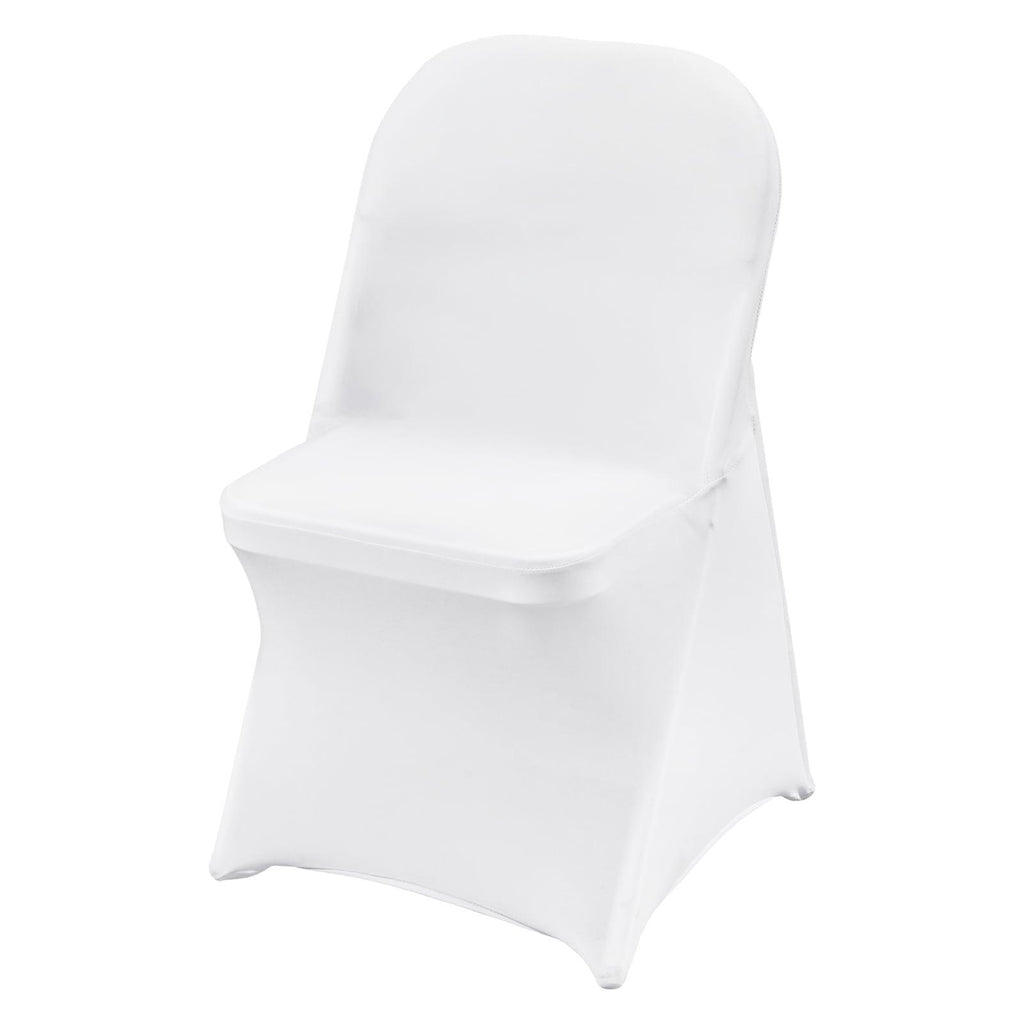 White Stretch Spandex Chair Covers, 12 PCS, Universal Washable Slipcovers, Removable Seat Protector for Wedding Party Dining Banquet Event