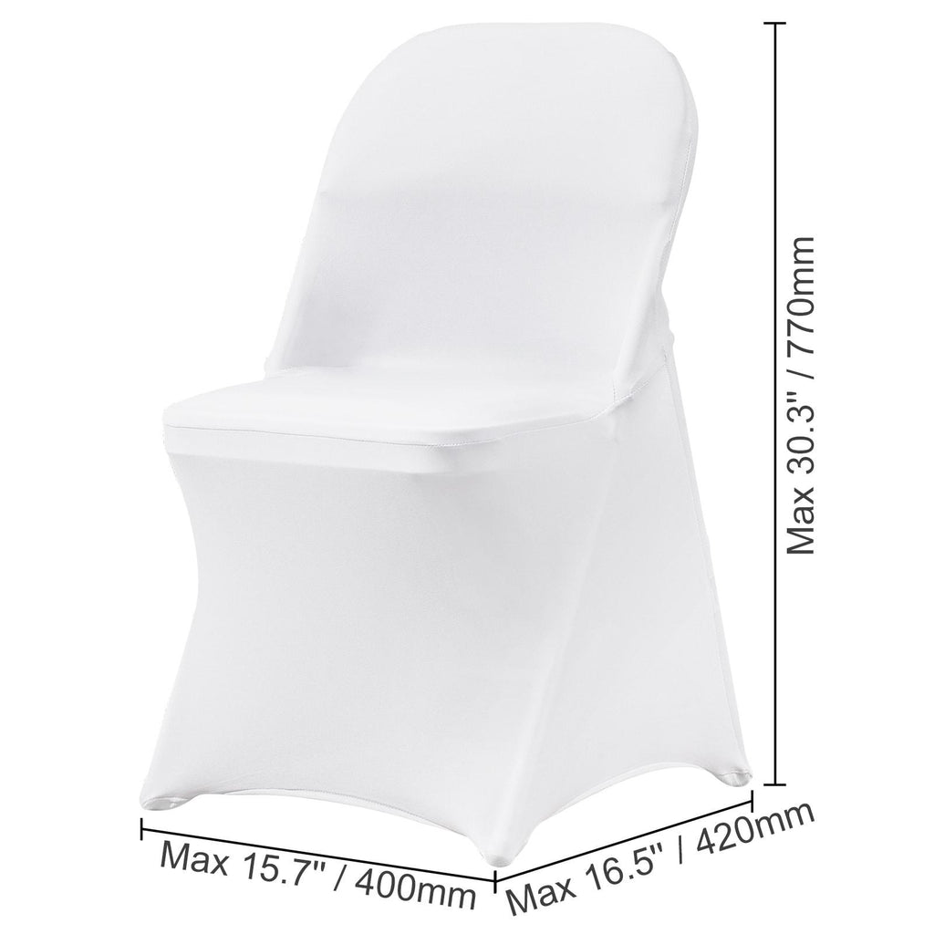 White Stretch Spandex Chair Covers, 12 PCS, Universal Washable Slipcovers, Removable Seat Protector for Wedding Party Dining Banquet Event