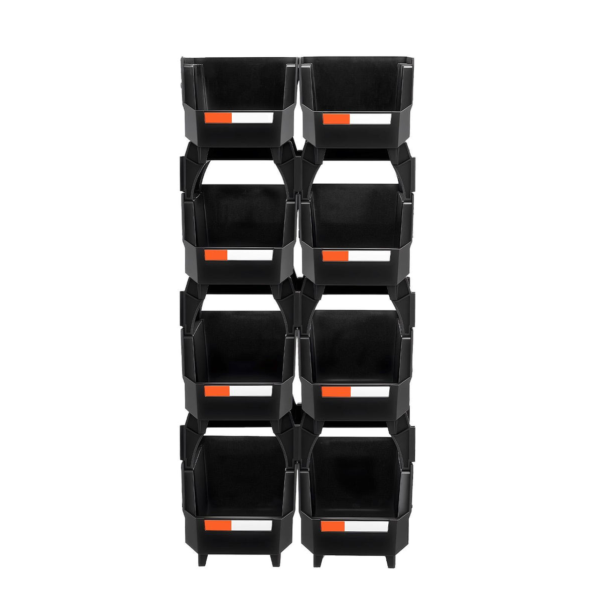 Plastic Stackable Storage Bins, 10.9x5.5x5.1 In (8 Pack), Organizing Containers for Closet, Garage, Small Parts, Office Supplies, Black