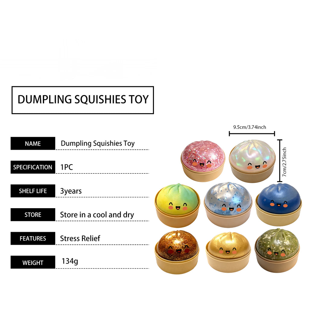 Bao Bun Squishy Stress Relief Toy, Soft TPR Squeeze Fidget Toy with Cute Face, 3.74 in, Assorted Colors