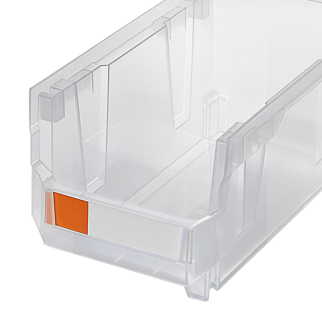 Plastic Stackable Storage Bins, 14.8x8.5x7.1 In (6 Pack), Organizing Containers for Closet, Garage, Small Parts, Office, Transparent