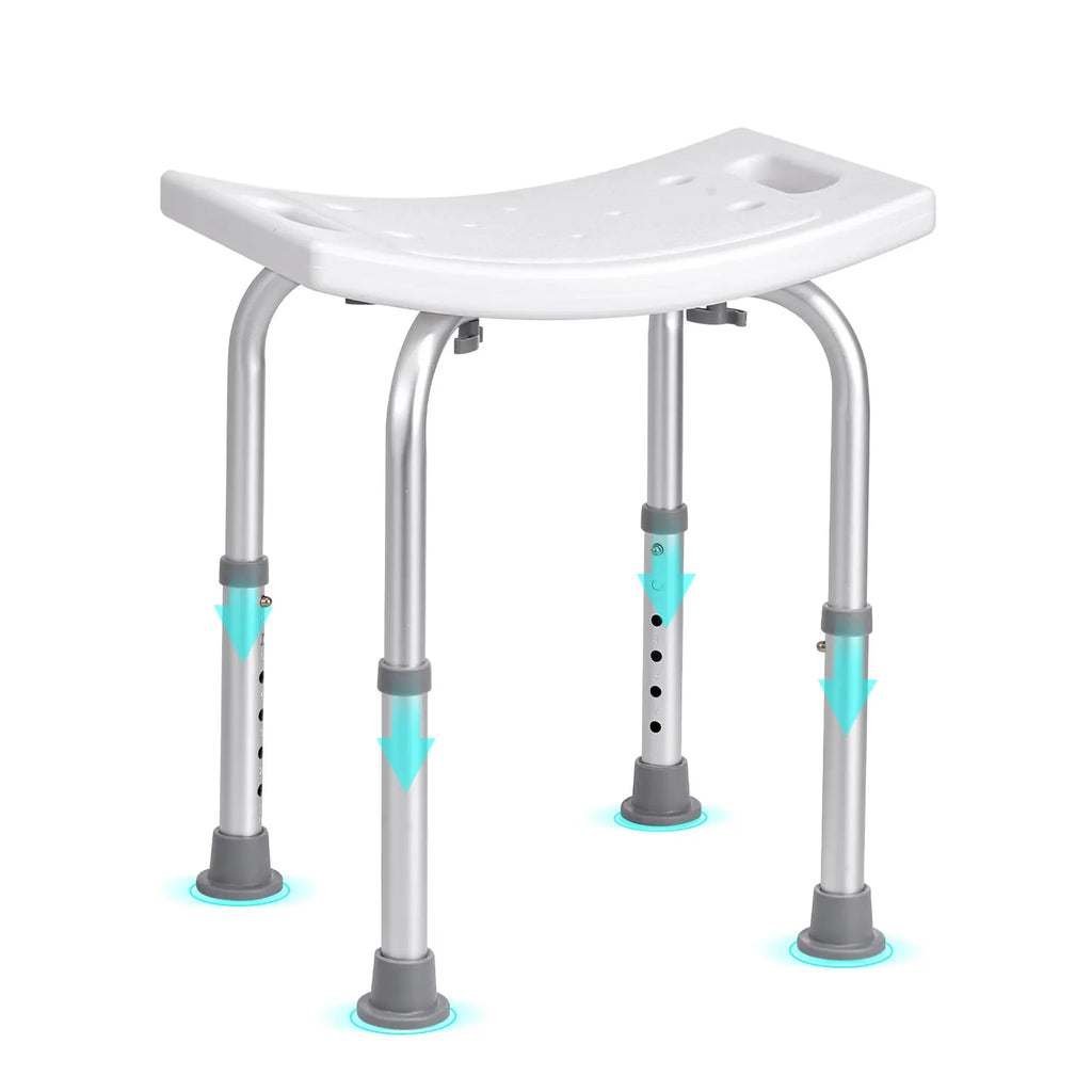 Adjustable Height Shower Chair with Built-in Handles, Non-Slip Bath Seat for Shower or Tub, Rust-Resistant Aluminum Frame