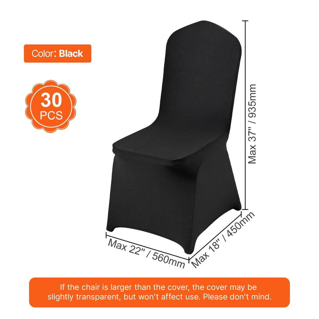 30 PCS Black Stretch Spandex Folding Chair Covers, Universal Fitted Washable Slipcovers for Wedding, Party, Banquet, Holiday, Celebration, Dining