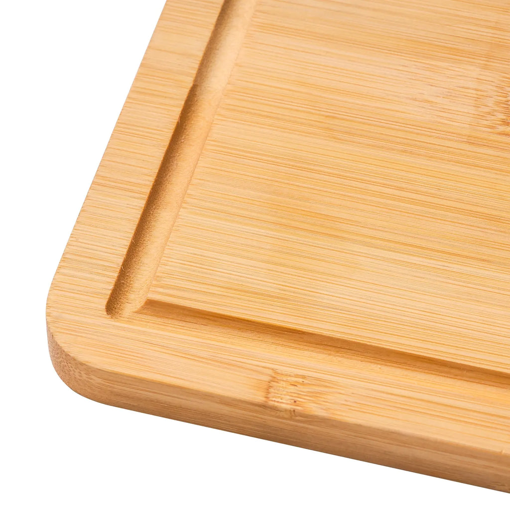 Bamboo Cutting Board Set of 3 with Built-in Handles and Juice Groove, Natural Finish, Knife-Friendly, Kitchen Prep, 16.54 x 11.02 x 2.76 in