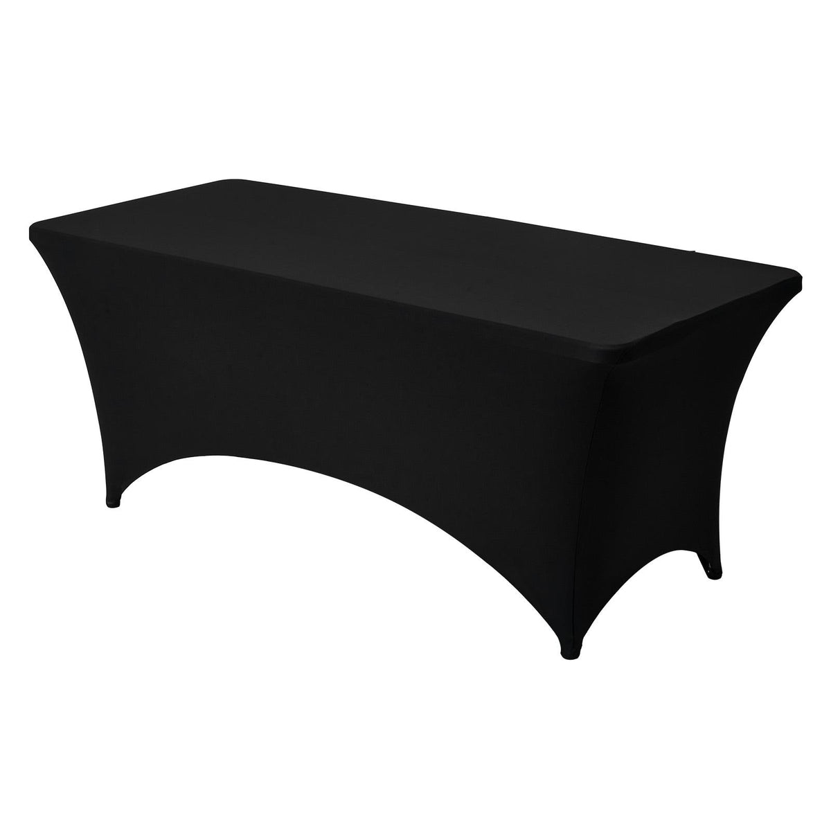 3 Pack 6FT Rectangular Fitted Tablecloth, Wrinkle-Resistant Black Spandex Cover, Washable for Party, Wedding, Cocktail, Banquet, Festival