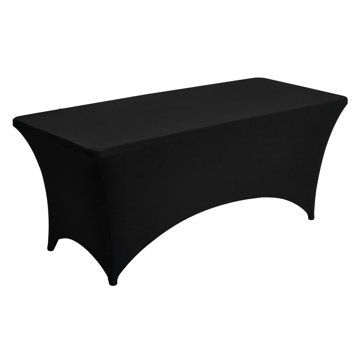 3 Pack 6FT Rectangular Fitted Tablecloth, Wrinkle-Resistant Black Spandex Cover, Washable for Party, Wedding, Cocktail, Banquet, Festival