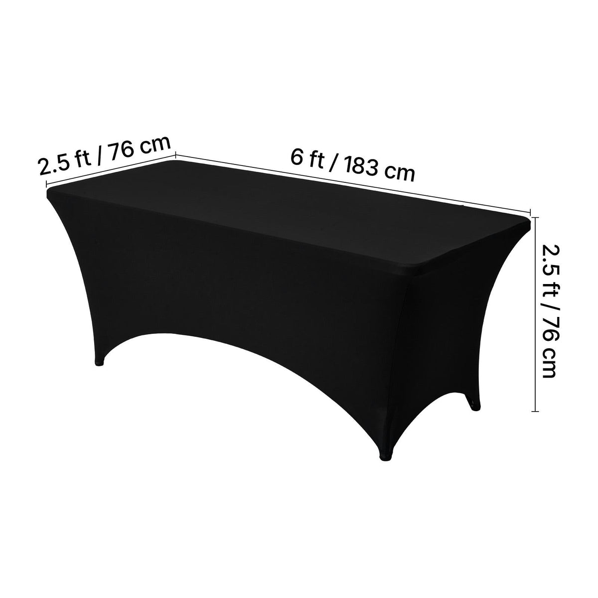 3 Pack 6FT Rectangular Fitted Tablecloth, Wrinkle-Resistant Black Spandex Cover, Washable for Party, Wedding, Cocktail, Banquet, Festival