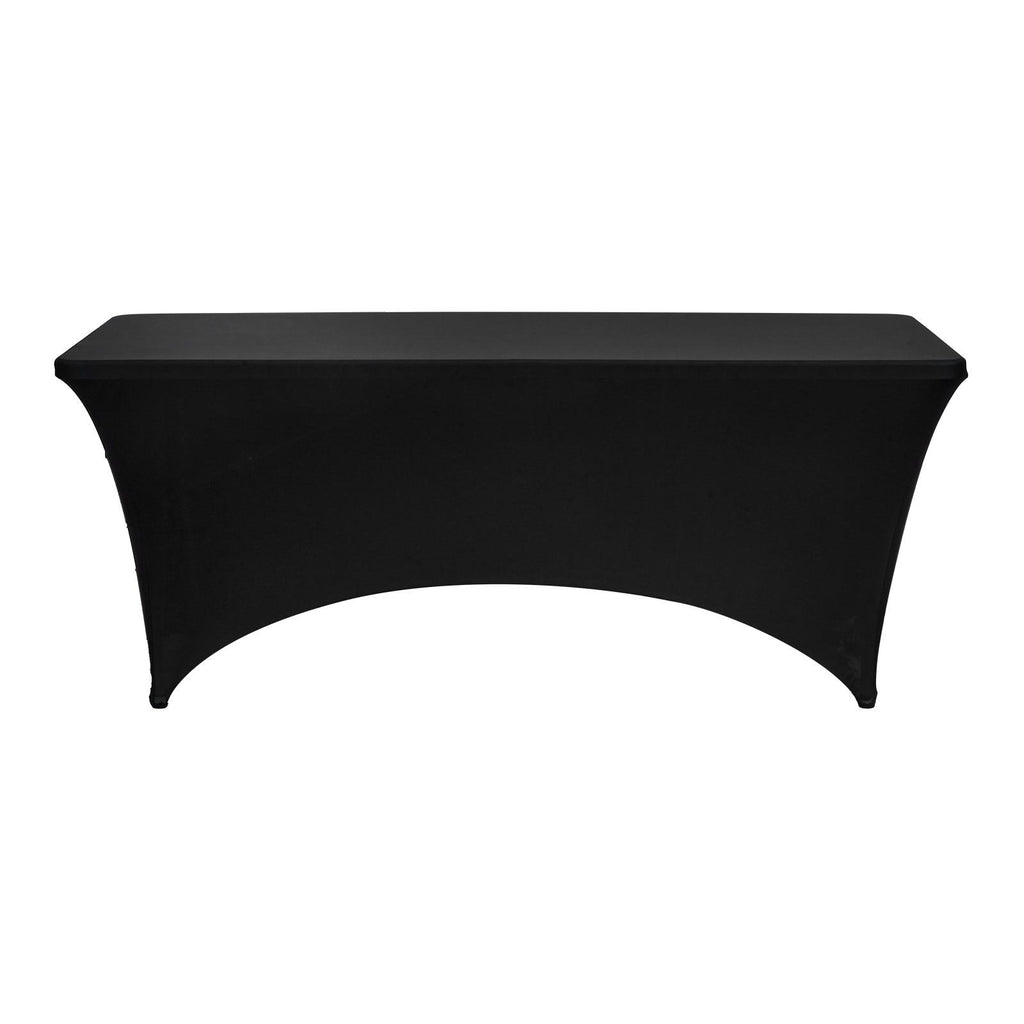 3 Pack 6FT Rectangular Fitted Tablecloth, Wrinkle-Resistant Black Spandex Cover, Washable for Party, Wedding, Cocktail, Banquet, Festival