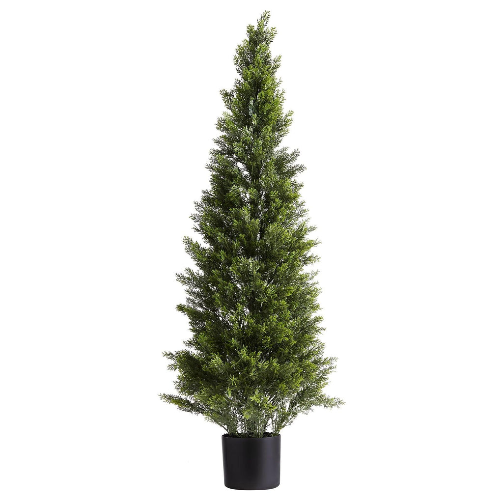 2 Pack 48" Artificial Cedar Topiary Trees, Faux Silk Pine Shrubs, Easy Assembly, Front Porch Patio Garden Balcony Backyard Indoor Outdoor Decor
