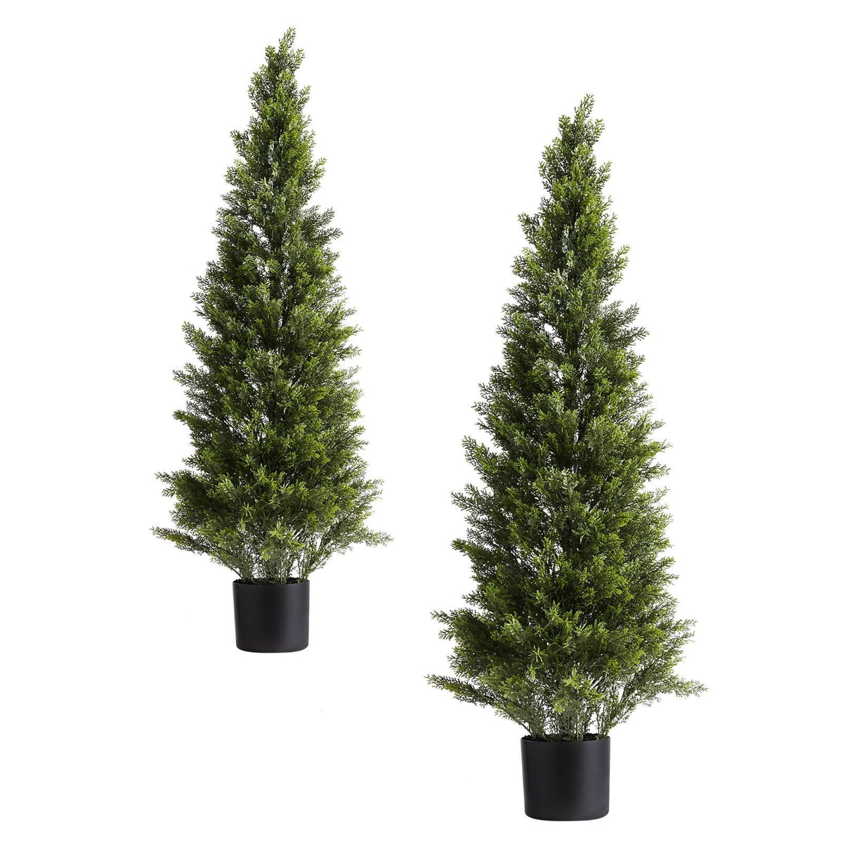 2 Pack 48" Artificial Cedar Topiary Trees, Faux Silk Pine Shrubs, Easy Assembly, Front Porch Patio Garden Balcony Backyard Indoor Outdoor Decor