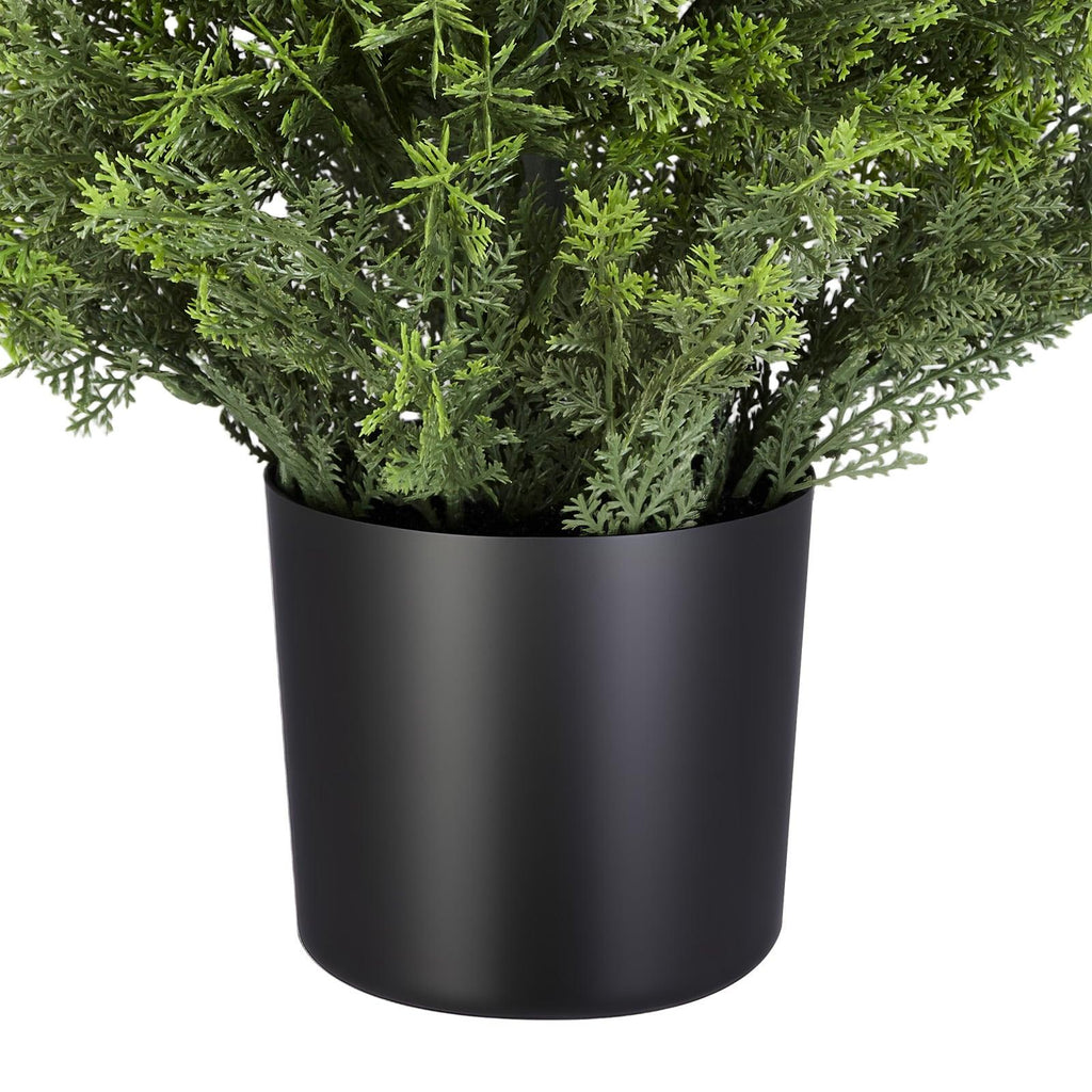 2 Pack 48" Artificial Cedar Topiary Trees, Faux Silk Pine Shrubs, Easy Assembly, Front Porch Patio Garden Balcony Backyard Indoor Outdoor Decor