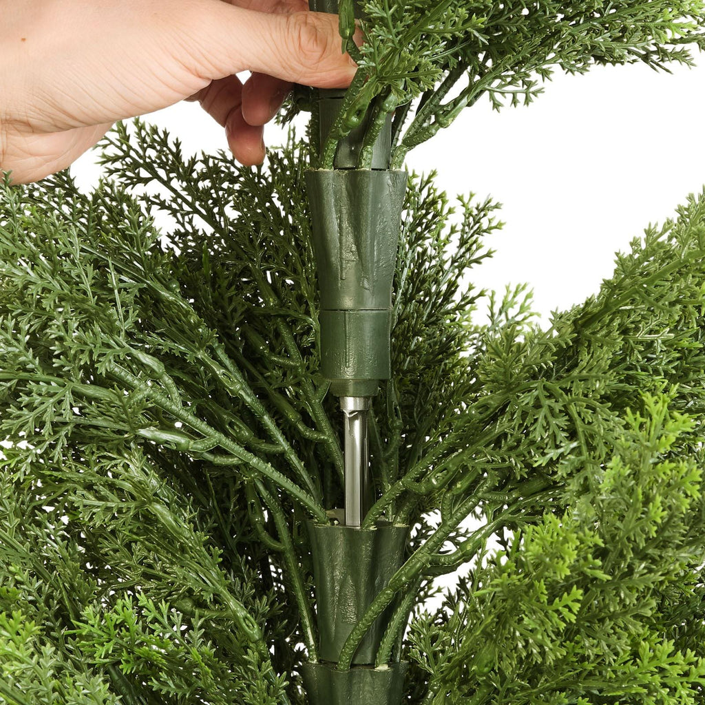 2 Pack 48" Artificial Cedar Topiary Trees, Faux Silk Pine Shrubs, Easy Assembly, Front Porch Patio Garden Balcony Backyard Indoor Outdoor Decor