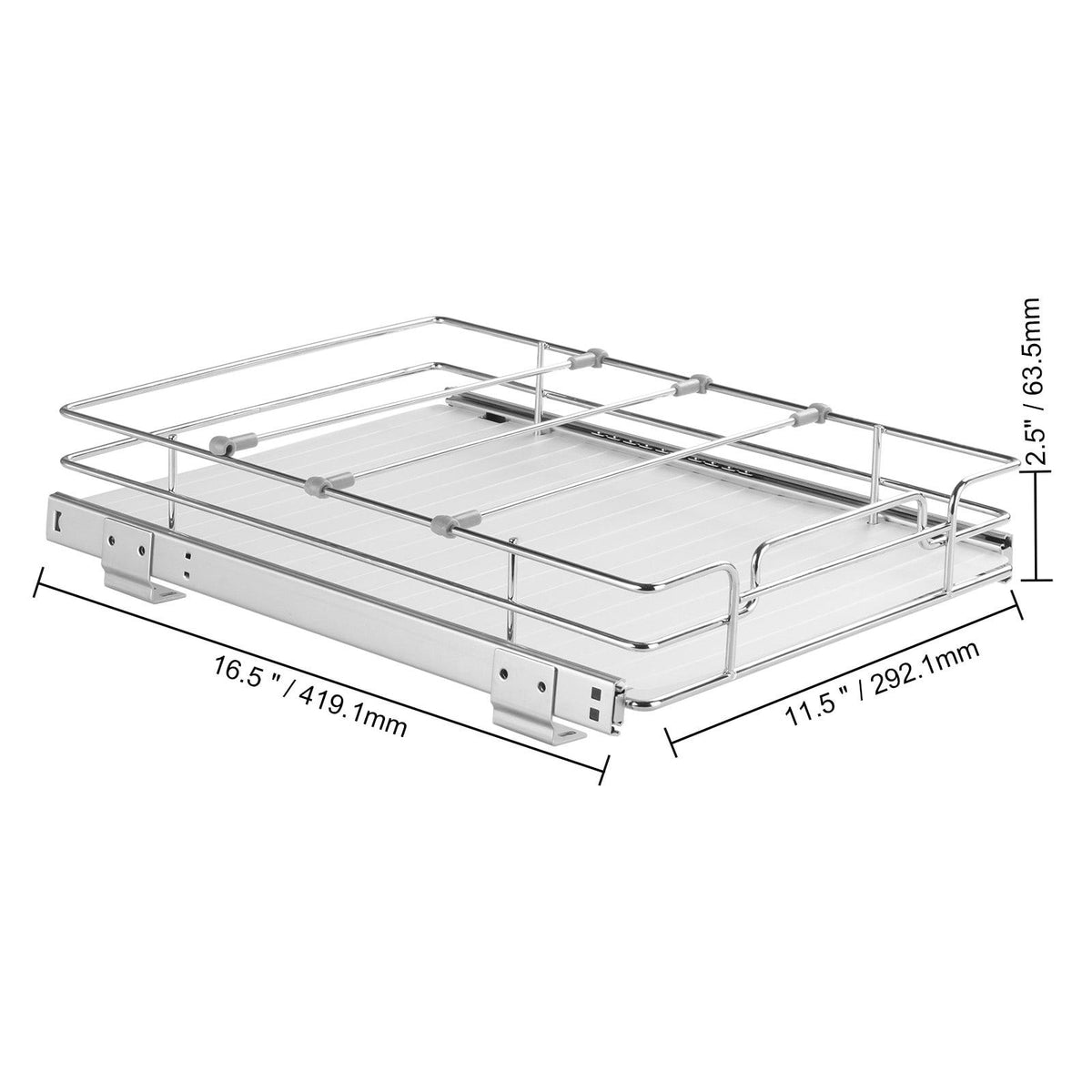 Pull-Out Cabinet Organizer, 11.5"W x 16.5"D, Heavy-Duty Steel Sliding Pantry Drawer, Under-Sink Storage, Fits 14x17.5" Opening