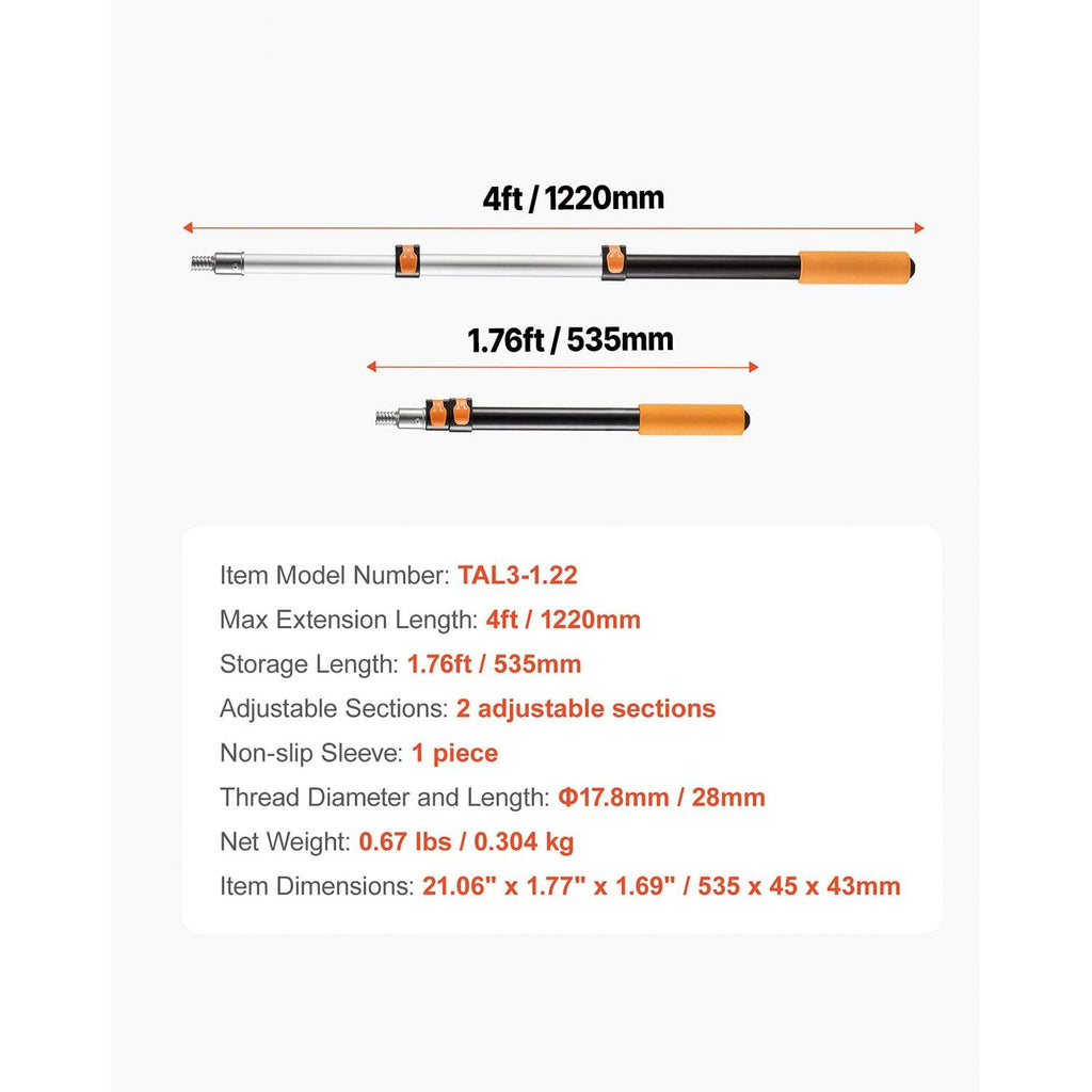 Telescopic Extension Pole 1.76-4 FT Multi-Purpose for Painting Cleaning