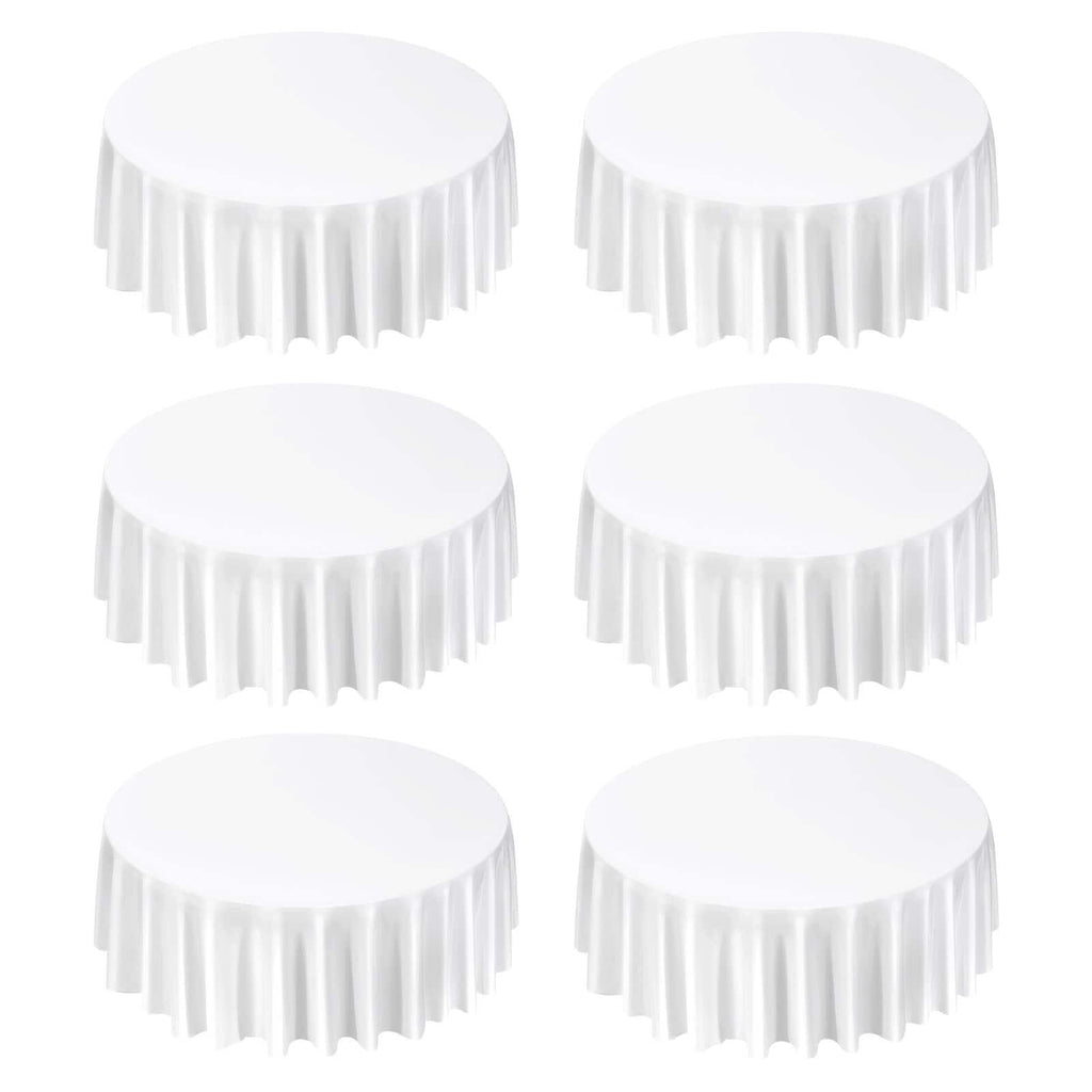 White Round Tablecloths 6 Pack, 120", Stain & Wrinkle Resistant, Machine Washable Polyester Table Covers for Wedding, Party, Banquet & Formal Events