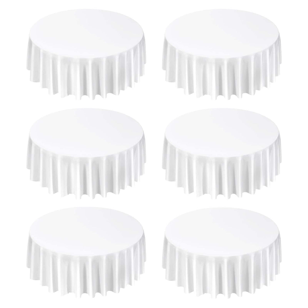 White Round Tablecloths 6 Pack, 120", Stain & Wrinkle Resistant, Machine Washable Polyester Table Covers for Wedding, Party, Banquet & Formal Events