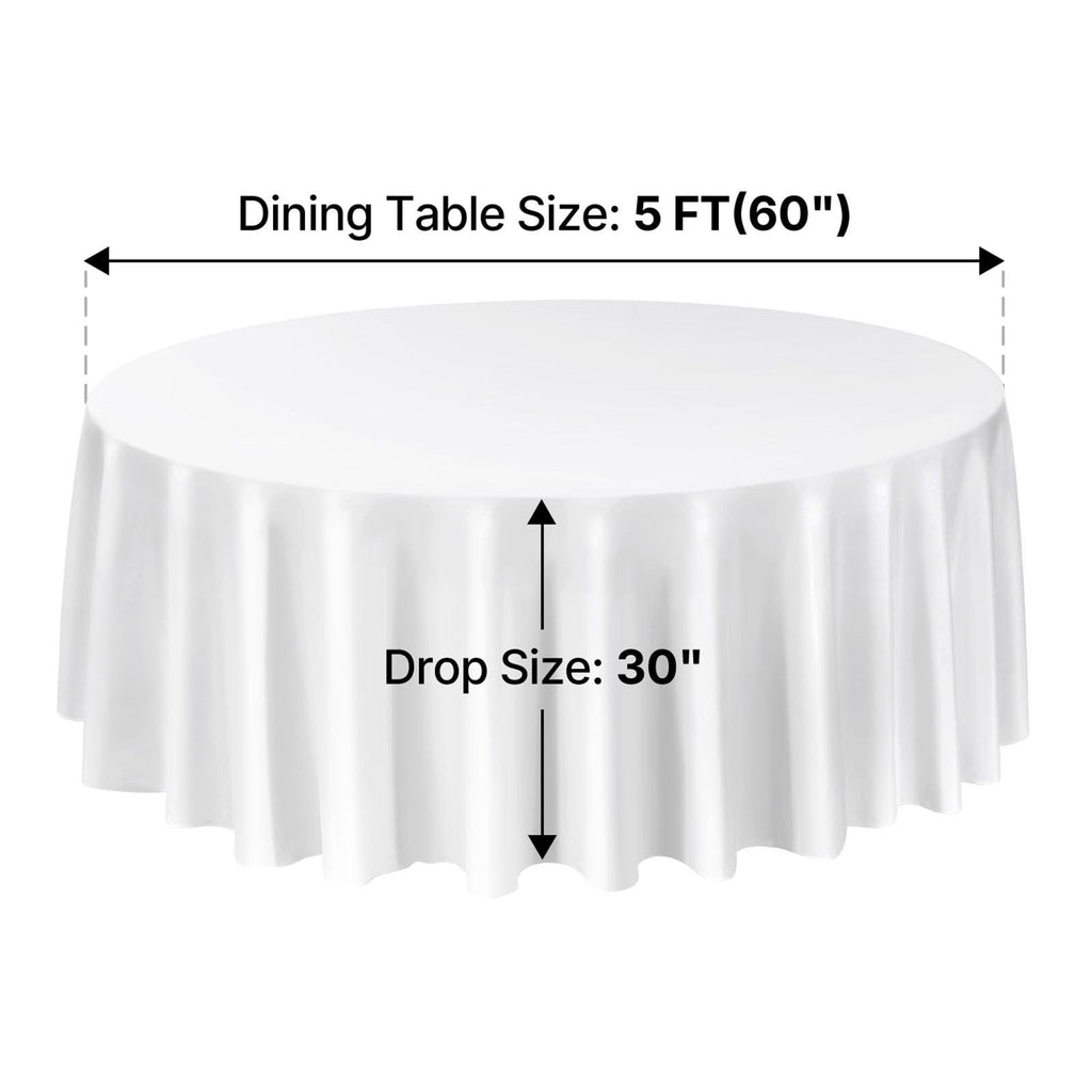 White Round Tablecloths 6 Pack, 120", Stain & Wrinkle Resistant, Machine Washable Polyester Table Covers for Wedding, Party, Banquet & Formal Events