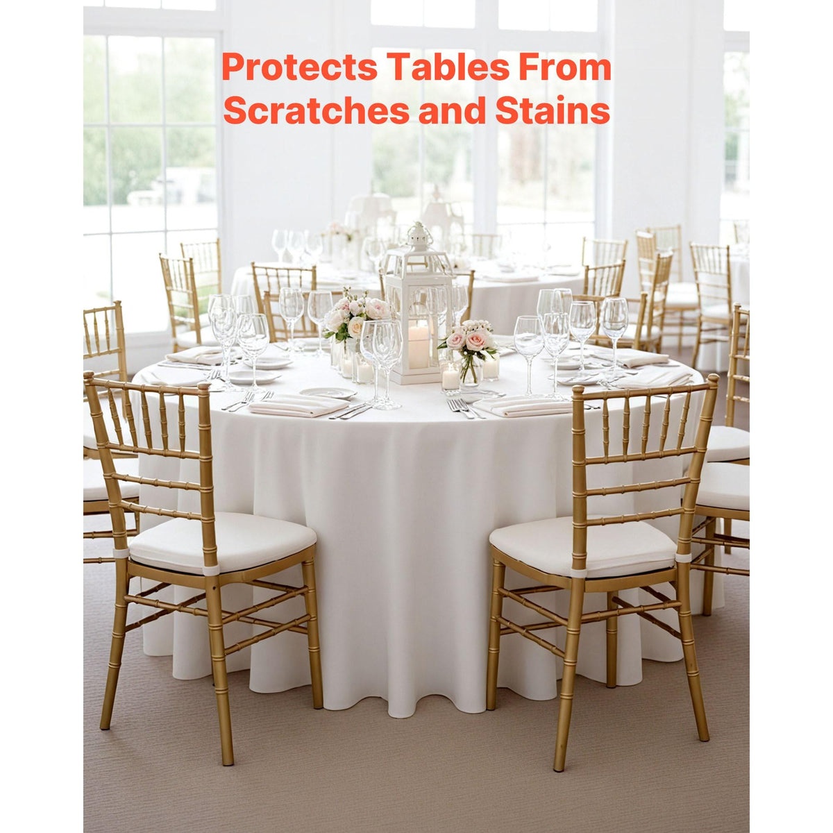 White Round Tablecloths 6 Pack, 120", Stain & Wrinkle Resistant, Machine Washable Polyester Table Covers for Wedding, Party, Banquet & Formal Events