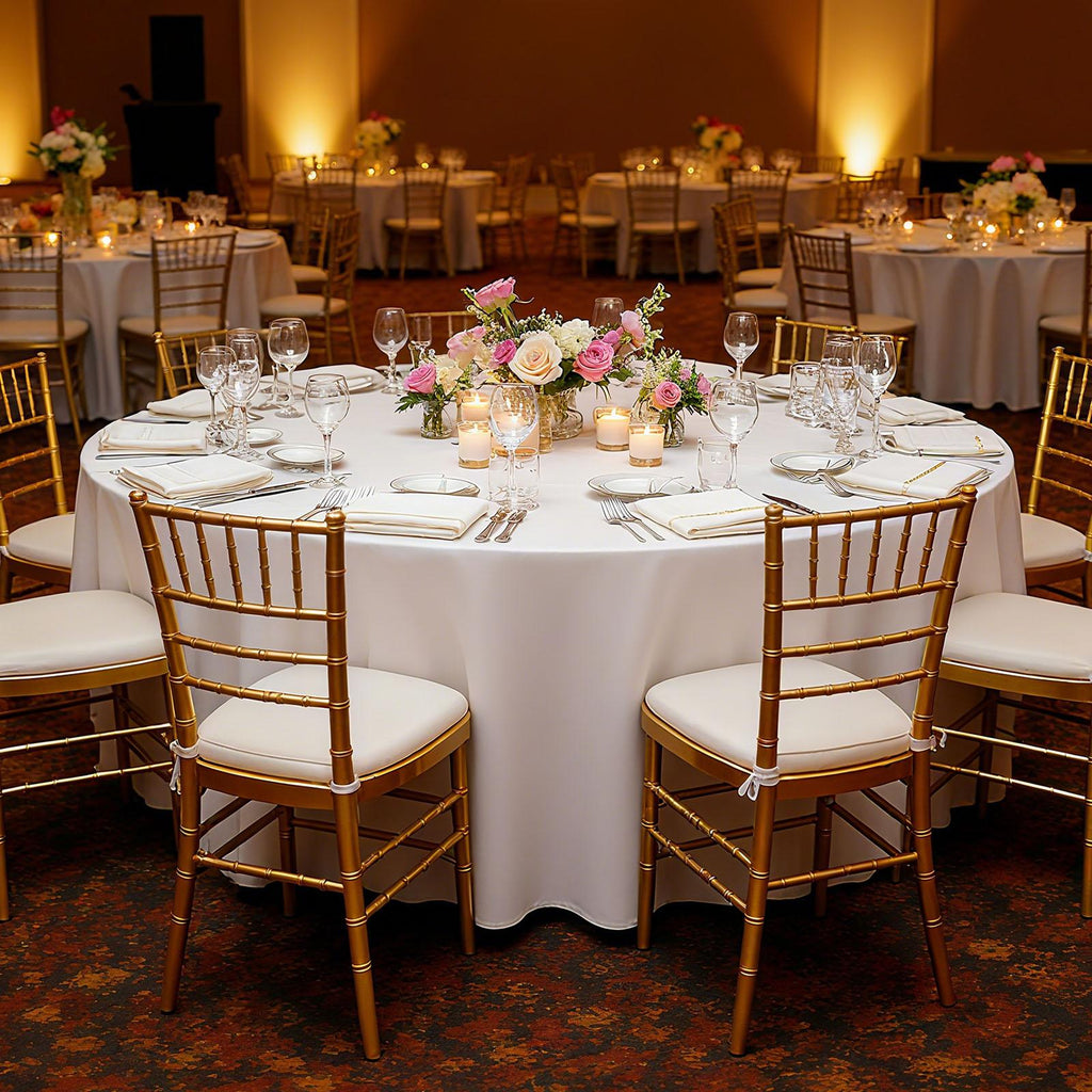 White Round Tablecloths 6 Pack, 120", Stain & Wrinkle Resistant, Machine Washable Polyester Table Covers for Wedding, Party, Banquet & Formal Events