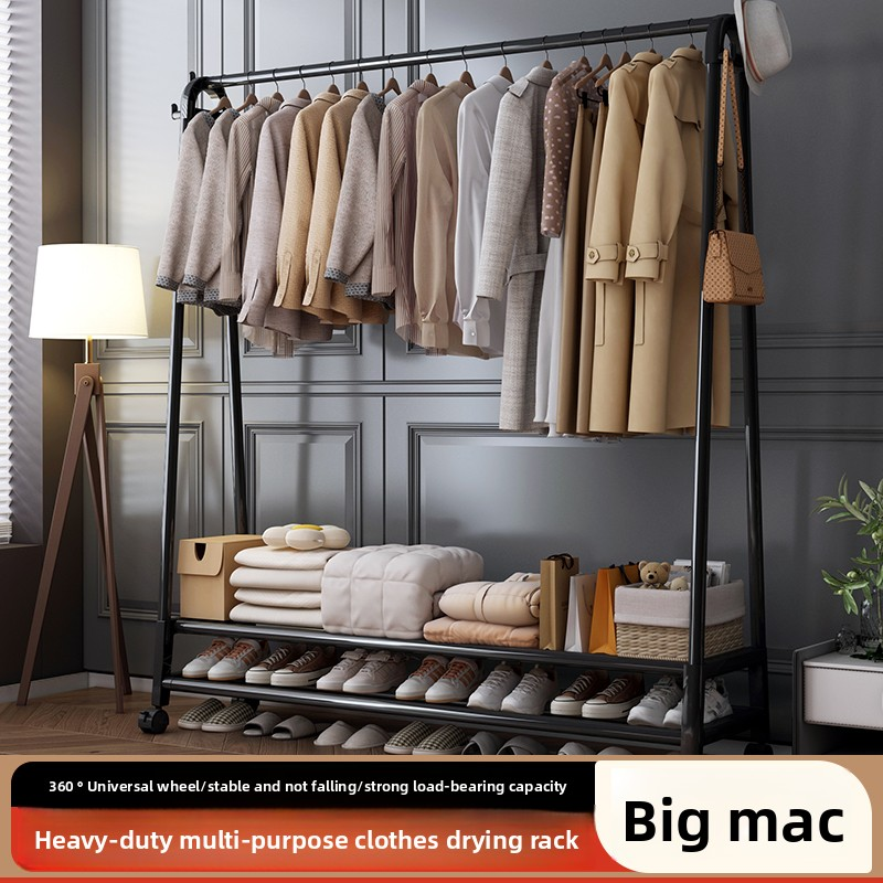 Heavy Duty Clothes Rack, Single Rod Clothing Rack with Wheels, Rolling Garment Rack for Hanging Clothes for Bedroom, Living Room & Boutique