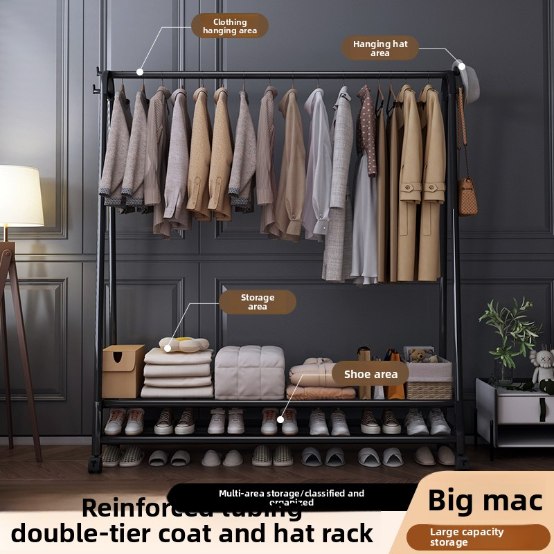 Heavy Duty Clothes Rack, Single Rod Clothing Rack with Wheels, Rolling Garment Rack for Hanging Clothes for Bedroom, Living Room & Boutique