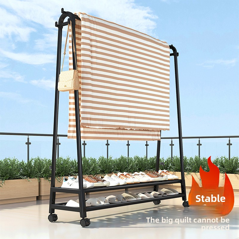 Heavy Duty Clothes Rack, Single Rod Clothing Rack with Wheels, Rolling Garment Rack for Hanging Clothes for Bedroom, Living Room & Boutique