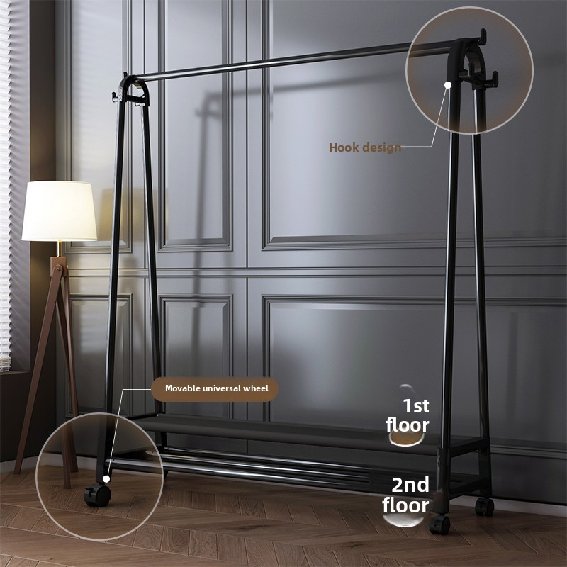 Heavy Duty Clothes Rack, Single Rod Clothing Rack with Wheels, Rolling Garment Rack for Hanging Clothes for Bedroom, Living Room & Boutique
