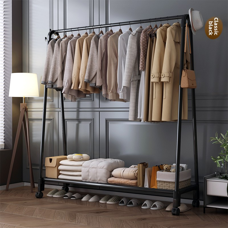 Heavy Duty Clothes Rack, Single Rod Clothing Rack with Wheels, Rolling Garment Rack for Hanging Clothes for Bedroom, Living Room & Boutique