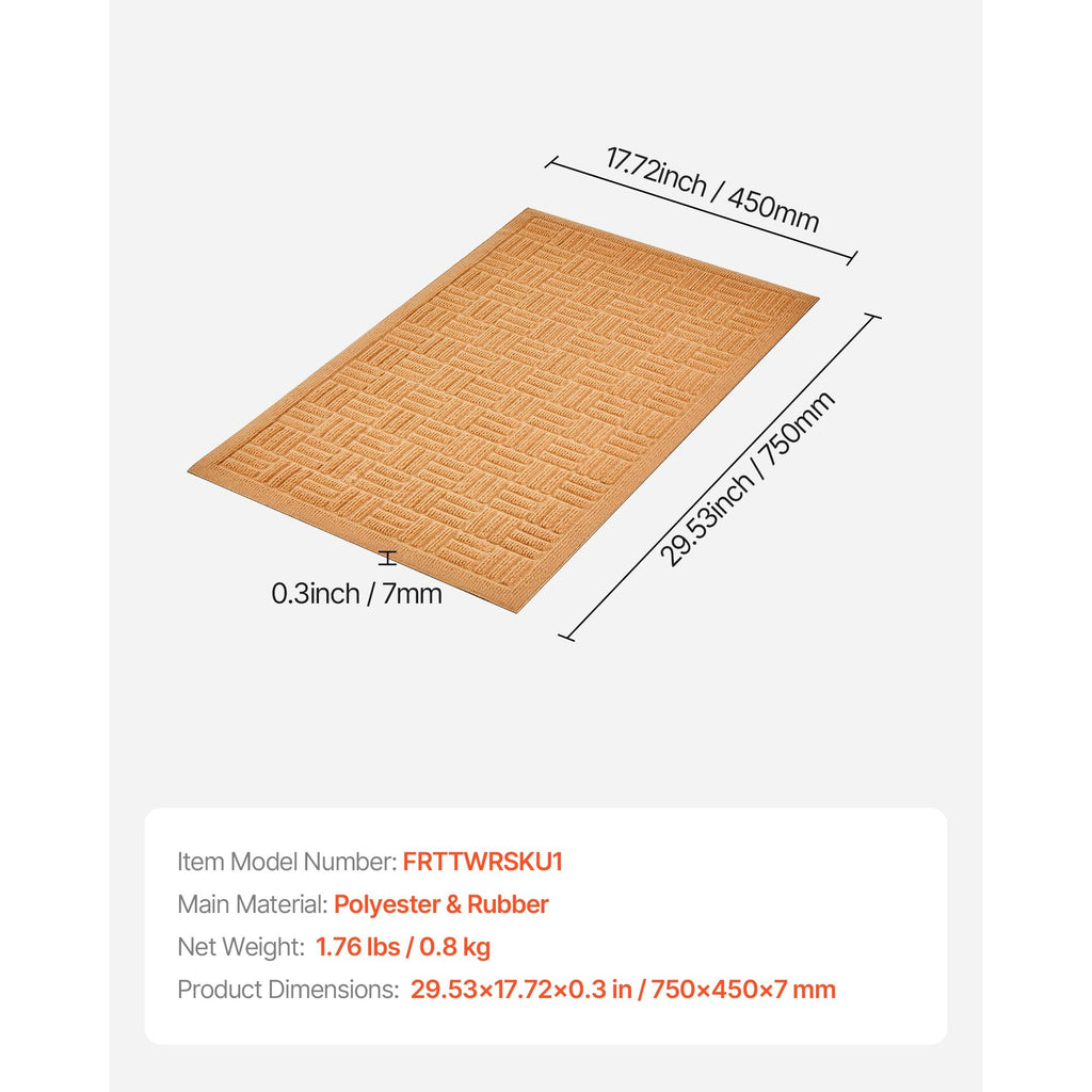 Beige Front Door Mat, 29.53x17.72", Non-Slip Rubber Backing, Dirt-Resistant & Absorbent, Easy-Clean Low-Profile Doormat for Entryway, Patio, Porch