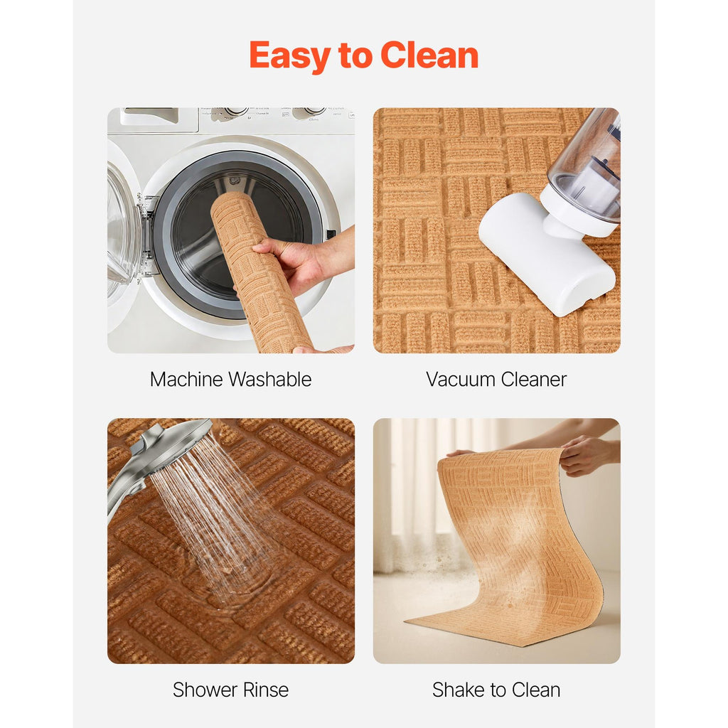 Beige Front Door Mat, 29.53x17.72", Non-Slip Rubber Backing, Dirt-Resistant & Absorbent, Easy-Clean Low-Profile Doormat for Entryway, Patio, Porch