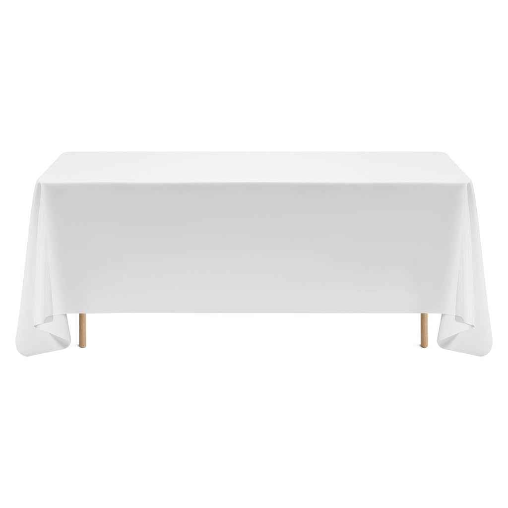White Tablecloths for Rectangle Tables, 6 Pack, 70x120 In, Washable Wrinkle-Resistant Polyester Covers for Wedding, Party, Banquet