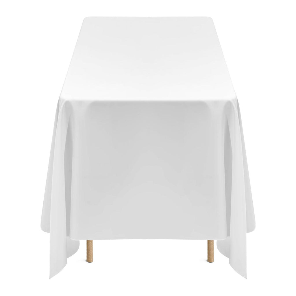 White Tablecloths for Rectangle Tables, 6 Pack, 70x120 In, Washable Wrinkle-Resistant Polyester Covers for Wedding, Party, Banquet